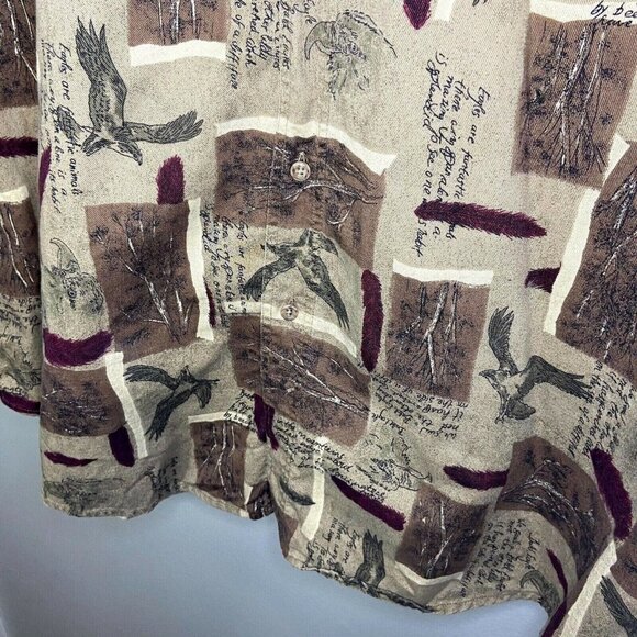WOOLRICH Original Outdoor Button Down Shirt Mens Size XL Sage Birds Trees Cotton - Picture 5 of 10
